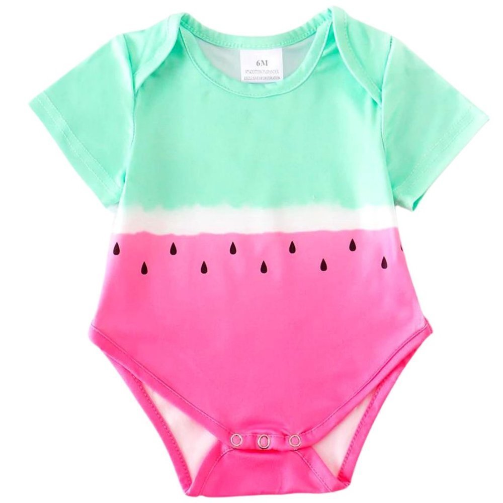 Honeydew USA watermelon baby romper green pink ombre dyed with watermelon seeds